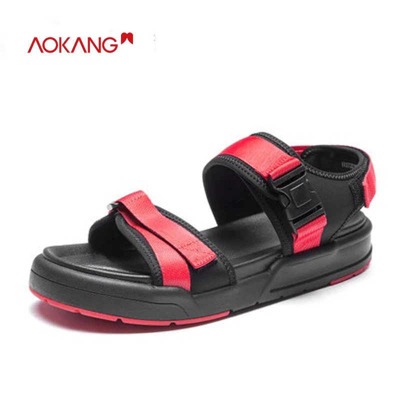 Casual grey183730107 Hard Homens Verão Confortáveis Homem Sandálias 2018 wearing Moda Black183730106 Lazer blue183730109 Sapatos Respirável red183730108 De Da Aokang THRqxwT