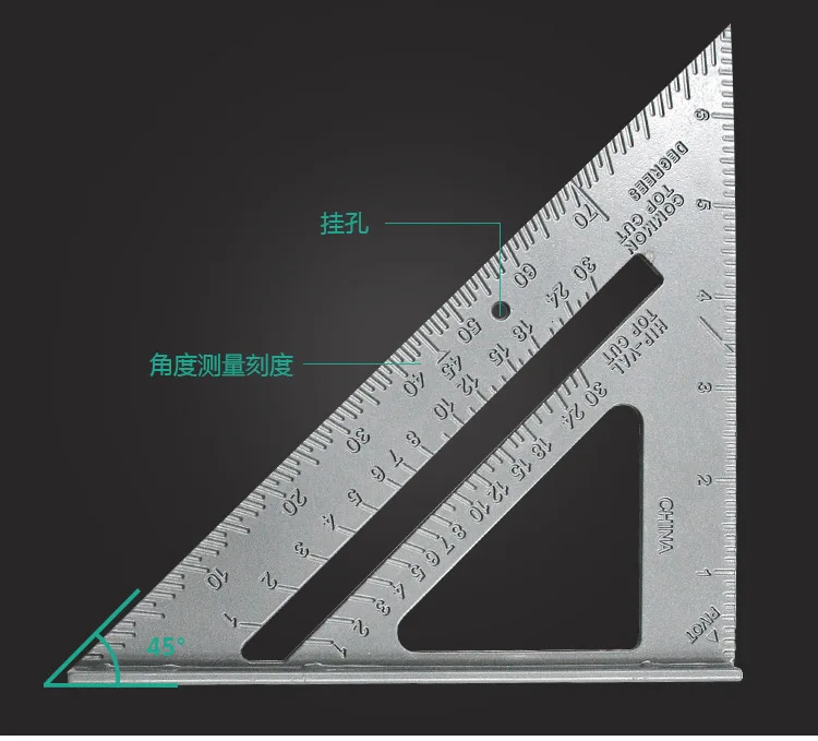 Высокое качество триангуляции 90/45 градусов толстый угол линейки алюминиевый сплав Деревообработка измерения прямой обучения