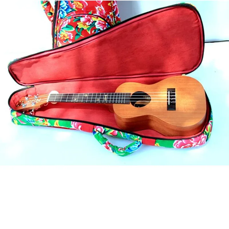 Винтажный 21 23 24 26 дюймов сопрано концертный Тенор укулеле сумка рюкзак чехол мягкий чехол красивый Паттен Феникс цветок зеленый красный цвет