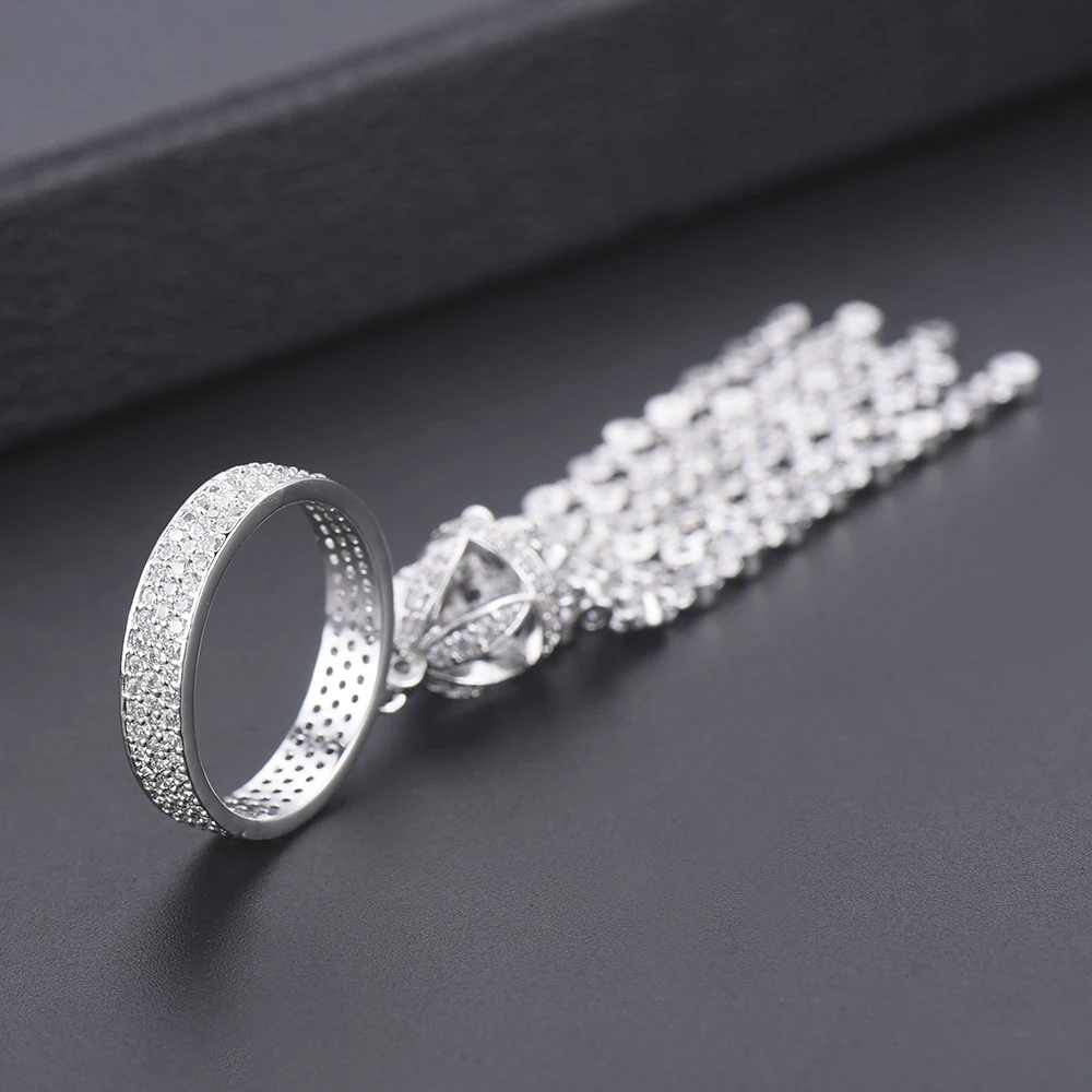 

GODKI Luxury Engagement Wedding Tassel Rings for Women Bridal AAA Cubic Zirconia Dubai Femmale Accessories Finger Ring Jewelry