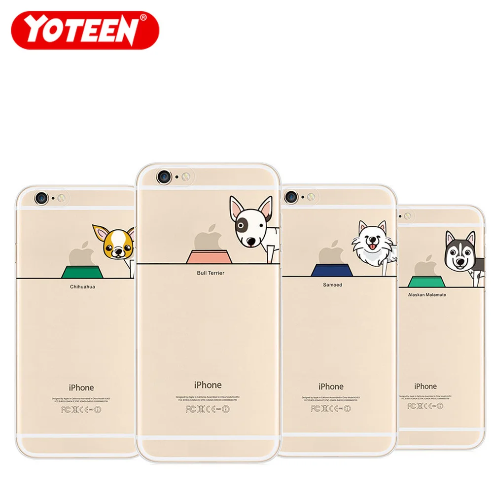 

Yoteen Dogs Phone Case bulltwrrier Pug Chihuahua Cover for iPhone 6s Plus 5s SE Cute Cartoon transparent
