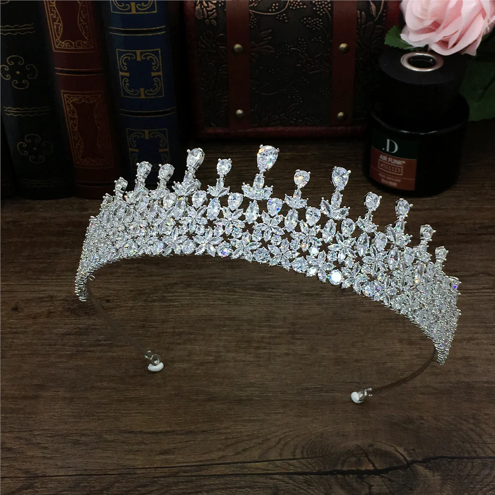 Full Zircon Large Bride Crown Tiara Noiva Tiaras And Crowns Jewelry