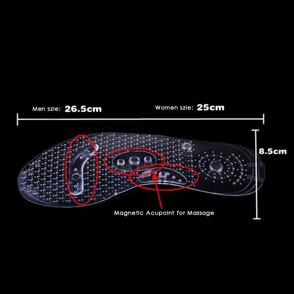 Прозрачные силиконовые магнитотерапевтические массажные стельки, забота о здоровье стельки для ног, магнитные стельки для мужчин и женщин, Удобные стельки для обуви