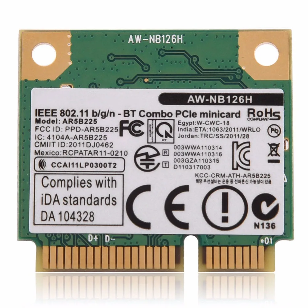 Беспроводной адаптер для AR5B225 AR9485 Half Mini PCI-e карта ноутбука WiFi 300 Мбит/с AR3012 Bluetooth 4 0