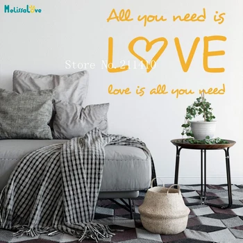 

All You Need is Love Vinyl Wall Sticker Romantic Wall Art Decoration Self-adhesive Decals For Living Room Bedroom YT604