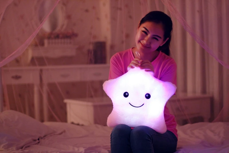 Conduziu a Luz de Estrelas da Música de Pelúcia Coloridos de Presente de Aniversário para Crianças Cores Almofadas Travesseiros Luminosa Brilhante Estrela Musical Brinquedos 5 5 Da Música de Pelúcia Almofadas Travesseiros Luminosa