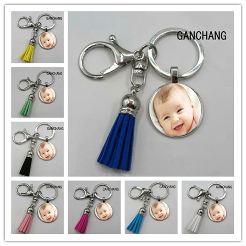 

Personalized Photo Color Printing Pendant Tassel Keychain Custom Family Photo/Name/Idol Metal Key Ring Customized Jewelry