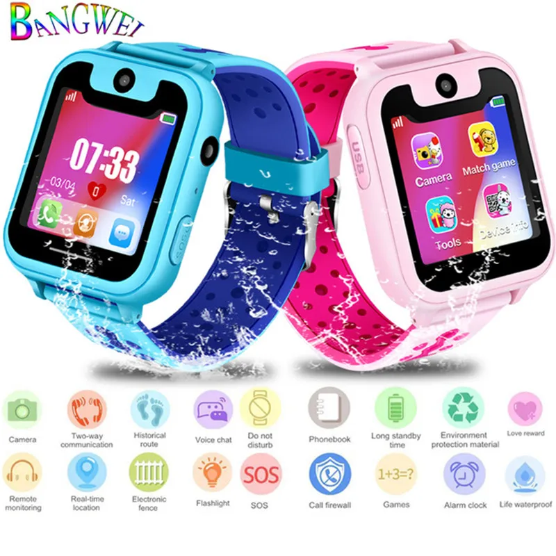 

BANGWEI 2018 New LED Color Screen Children smart Watch Positioning Tracker Safety Distance Setting SOS Help support 2g SIM card