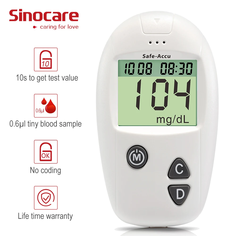 Мг/дл против ммоль/л Sinocare Safe-Accu измеритель уровня глюкозы в крови 50 разделенных тест-полосок Lancets точный глюкометр тест на диабет er
