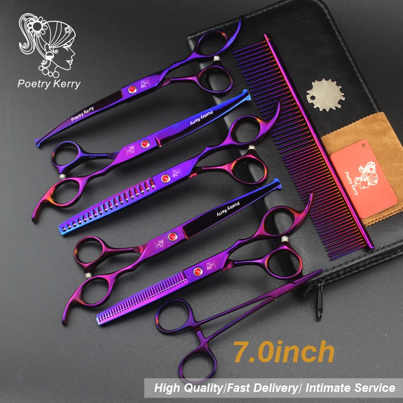 

7.0inch pet grooming scissors set straight cut teeth cut fish bone scissors Japan 440c