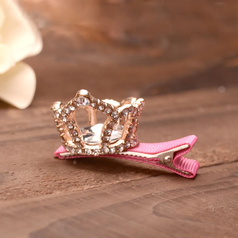 

Girls Clear Rhinestone Small Crown Tiara Fashion Flower Girls Party Hair Accessories