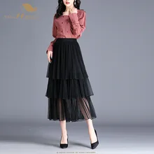 SISHION/ г. Новая весенне-летняя трехслойная многослойная юбка-пачка QY0037 эластичная сетчатая юбка с высокой талией Корейская версия плиссированной юбки