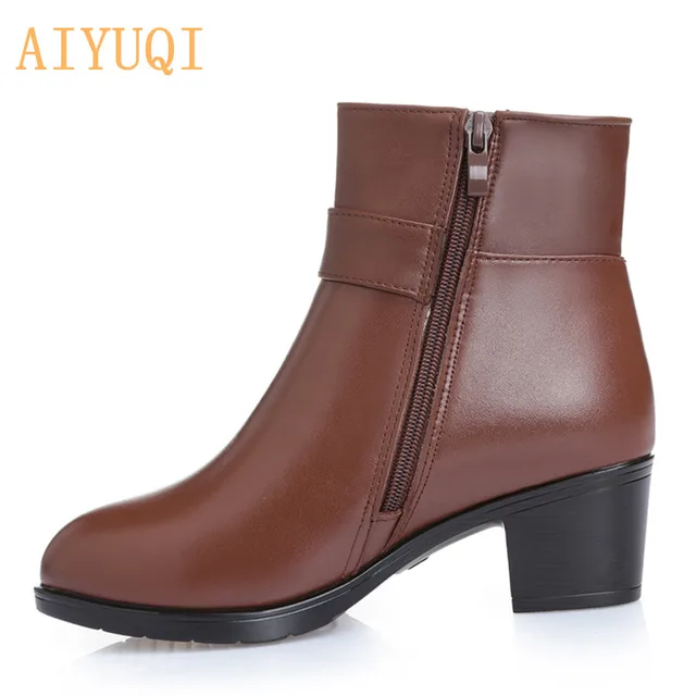 Genuine Leather women boots  2021 winter thick wool lined genuine Leather women snow boots large size women winter shoes 5