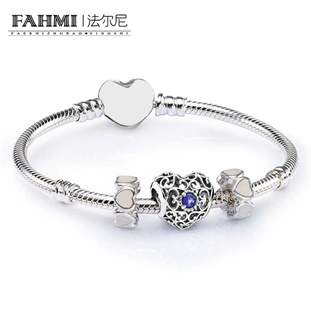 

FAHMI 100% 925 Sterling Silver LUMINOUS FLORAL OPENWORK CHARM BRACELET SET fit DIY Original charm Bracelets jewelry A Set