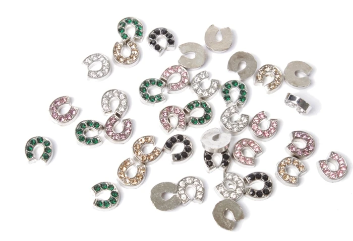 

60PCS Mixed Colours Enamel Rhinestone Horseshoe Flatbacks #24927