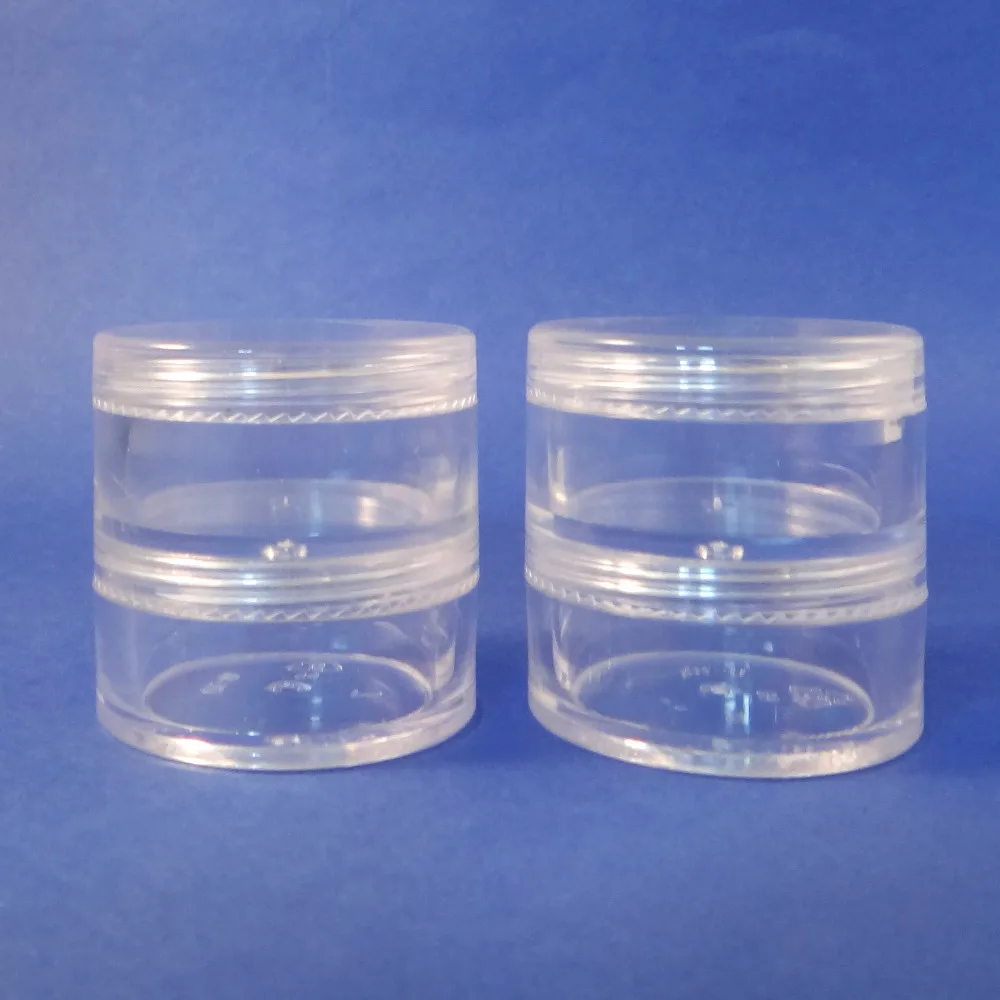 

10g Cosmetic Storage Containers Minerals Clear Stackable Plastic Jar(2 single jars w 2 midsections) (AY81P(10)(2 stack)-C=2 set)