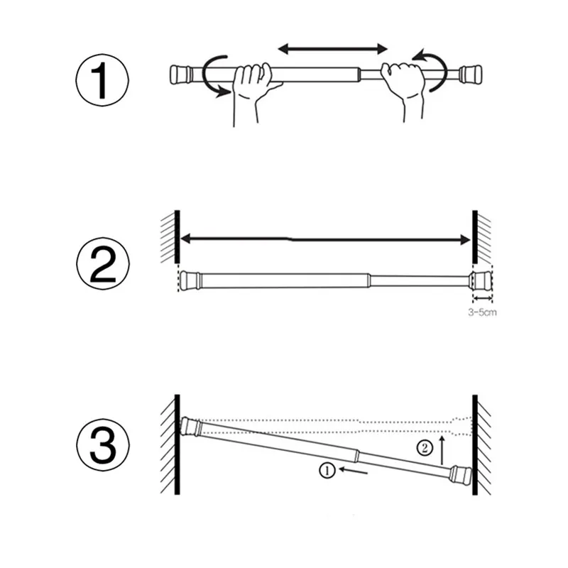 Простая установка, 1 шт., пружинная Натяжная вешалка для ванной, для душа, выдвижная рейка, телескопические палки, карниз для занавесок, стабильная безопасность