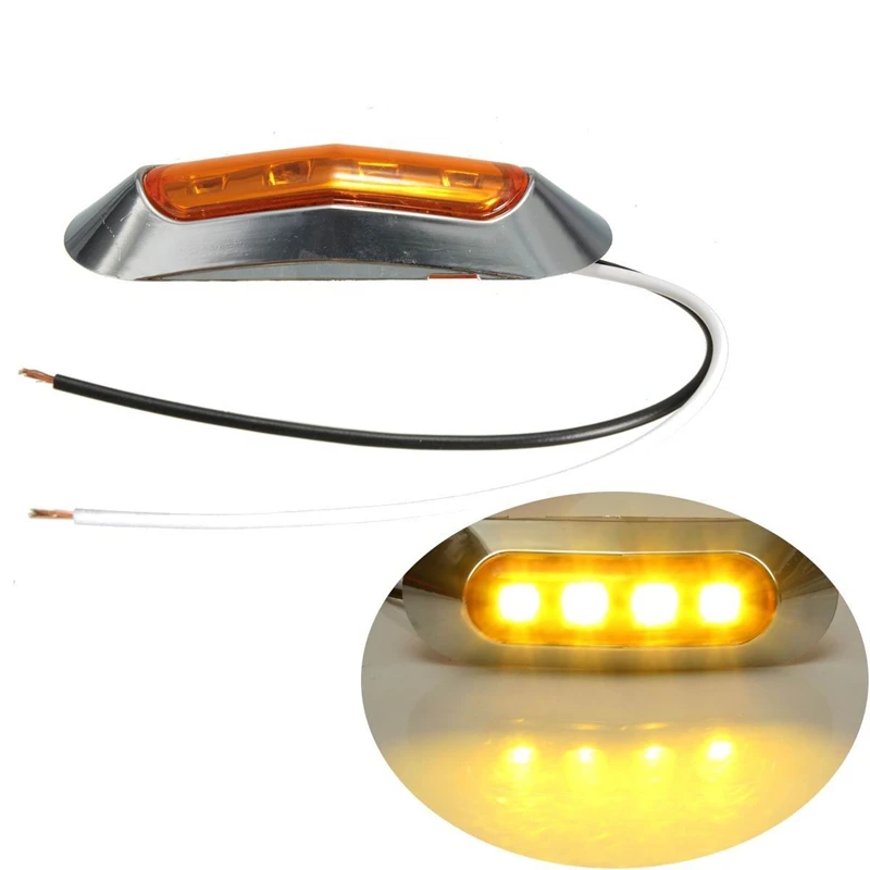 

12V 24V Yellow Red White LED Side Clearance Marker Light Tail Lamp Chrome Bezel