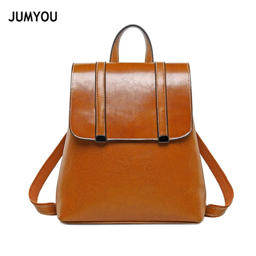 

School Backpacks For Teenage Girls Split Leather Backpack Casual Fashion Simple Large Solid Brown Travel Backpack Bags For Women