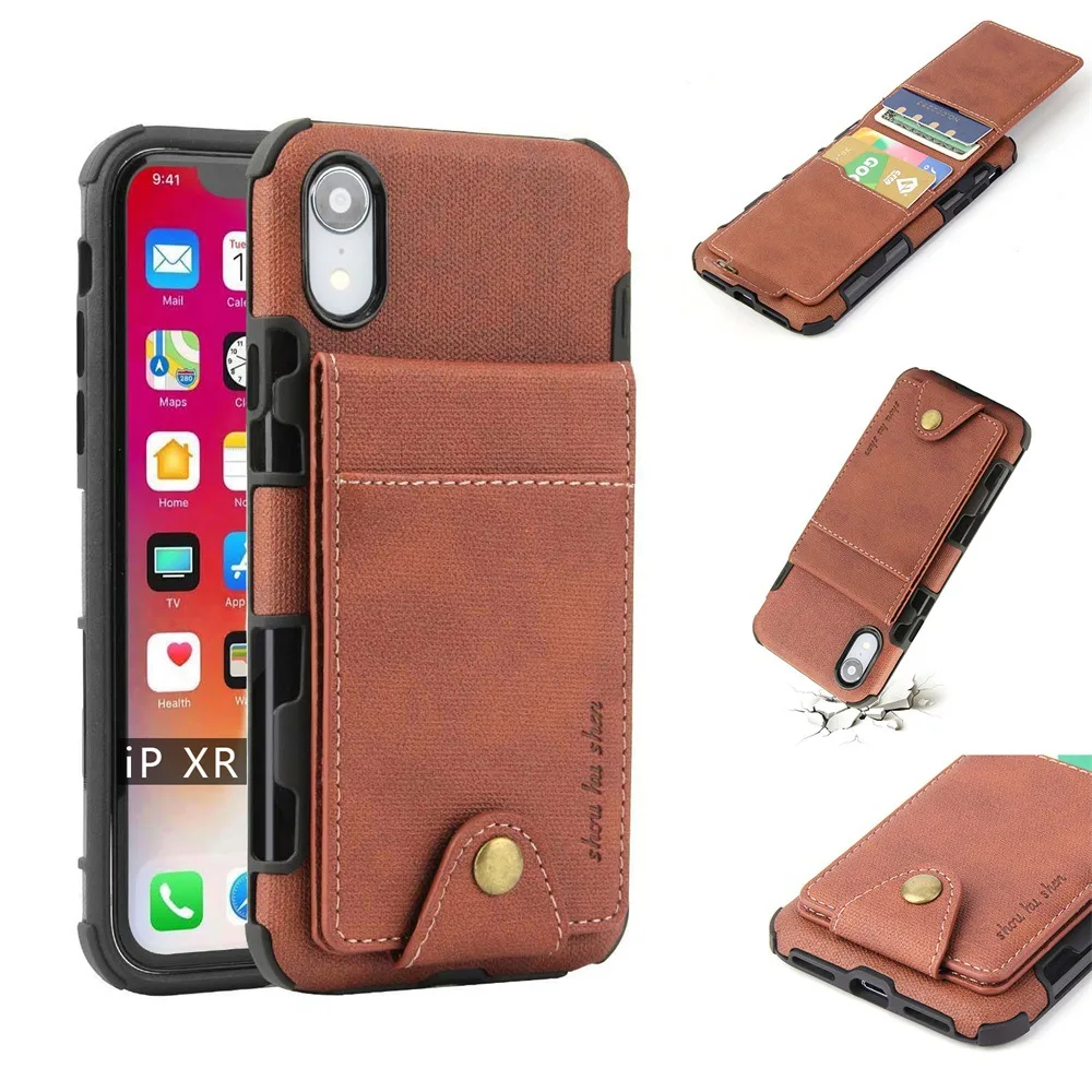 

Mobile Phone Leather Bag All-Knock Protection Case With Wallet Card Pocket For Iphone 6 6s 7 8 Plus X XR XS Max Cover Cases