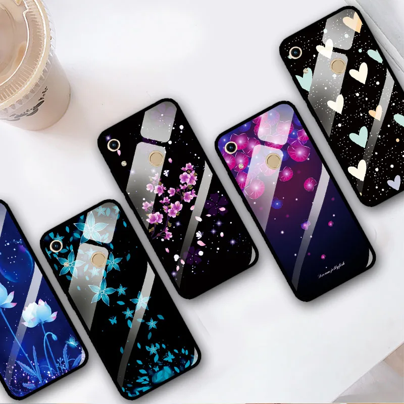 Quality Glass Back Cover For Huawei Honor 8A Soft Case Honor8A Tempered Shell Y6 2019 Pretty Flower Phone Bags |