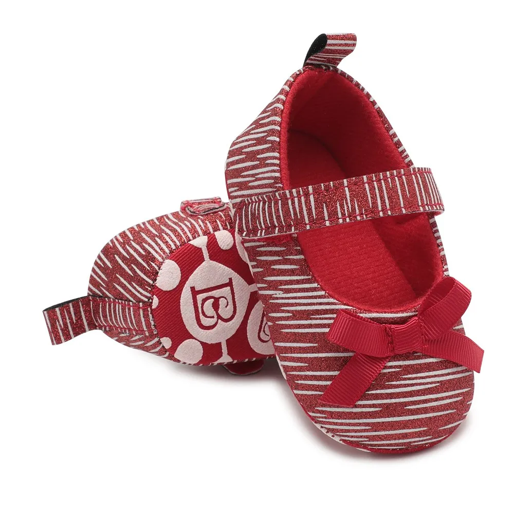 Обувь для маленьких девочек; брендовая Розовая обувь для новорожденных с бантом-бабочкой без застежки; модная детская обувь для малышей; обувь для маленьких детей; - Цвет: Красный