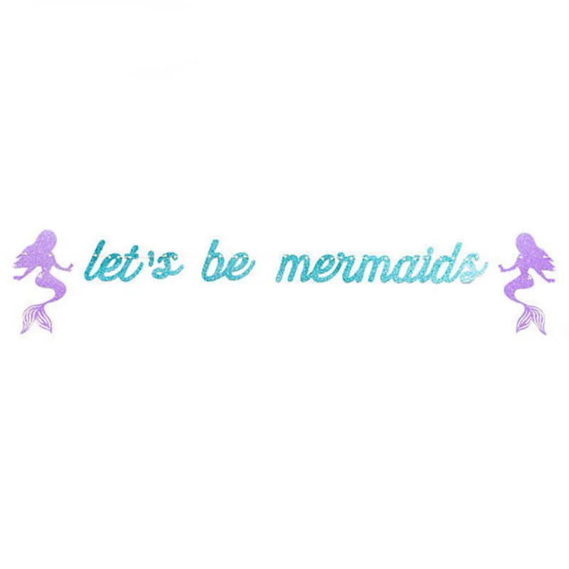 WEIGAO блестящая гирлянда русалки, баннеры для вечеринки в честь Дня Рождения, вечерние украшения для детей - Цвет: mermaid banner 4