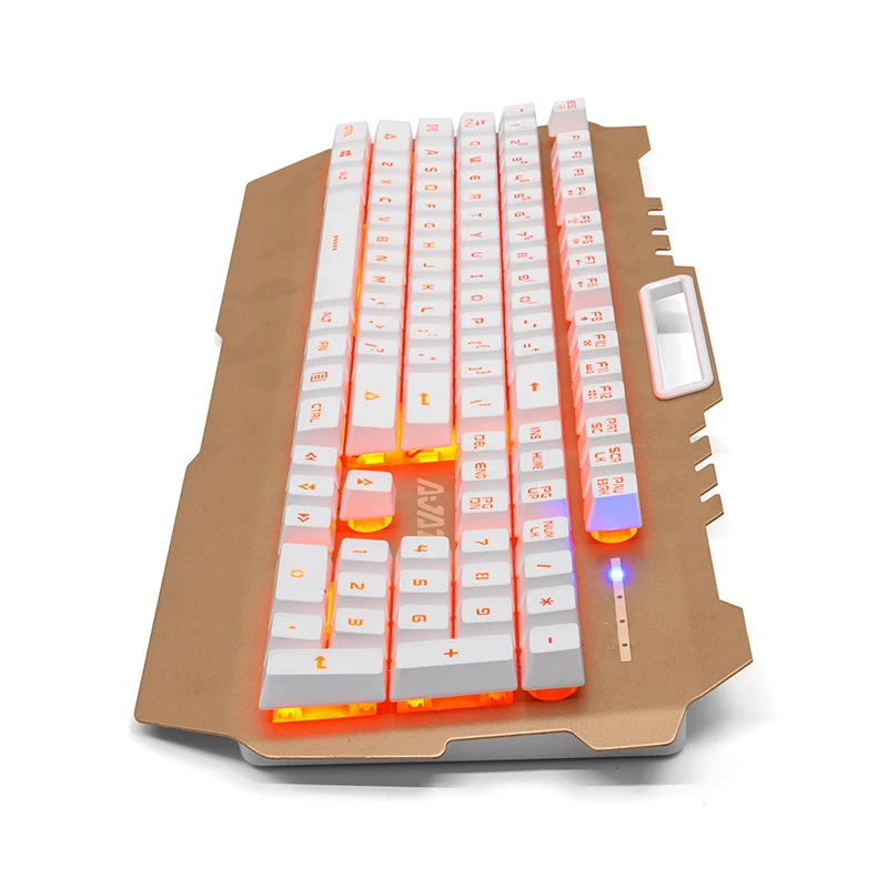Ajazz Membrane wired gaming keyboard 104 keys 19-key anti-ghosting waterproof metal panel backlit keyboard with phone holder (6)