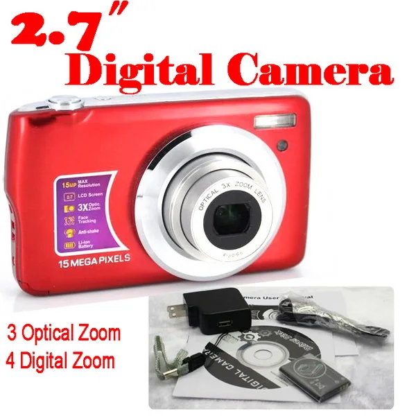 

by dhl or ems 50 pieces HD Digital Camera 15MP 2.7 Inch LCD 4X Digital Zoom Optics Digital Camera Free shipping