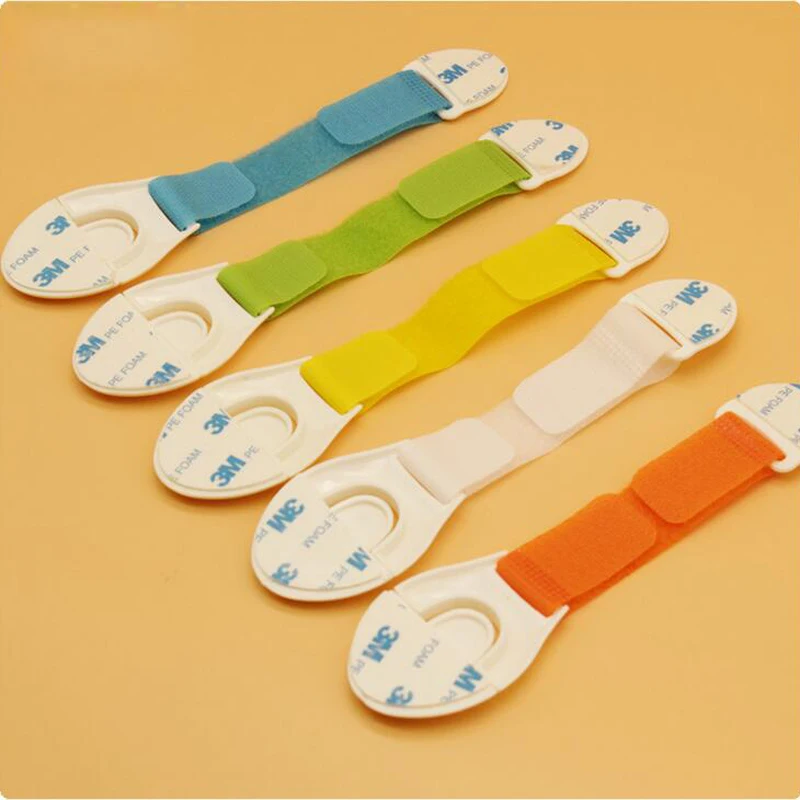 

New 3pcs Baby Safety Lock Child Protection Wardrobe Cabinet Drawer Refrigerator Toilet Ribbon Fabric Locks Straps Plastic Latch