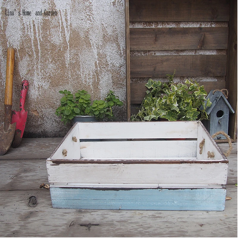 distressed painted handmade solid small decor wood crate