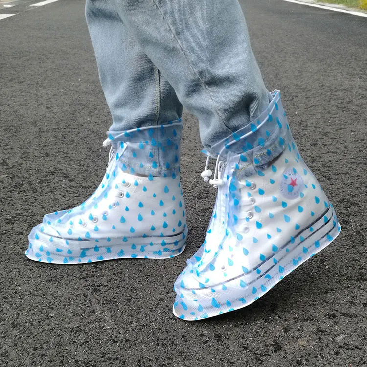 Новые Модные непромокаемые Нескользящие непромокаемые сапоги для мужчин и женщин, покрытие на обувь от дождя, 5 цветов - Цвет: Blue raindrop