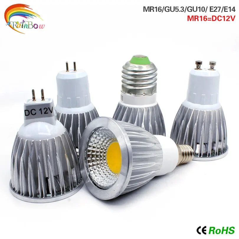 

1pcs Super Bright GU10 COB E27 E14 GU5.3 9W 12W 15W LED Bulb Lamp AC110V 220V MR16 spotlight Warm White/Cold White led LIGHTING