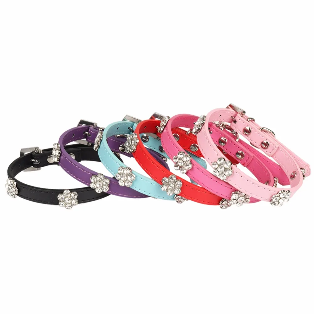 Buy Traumdeutung Cats Collars Crystal Flowers Decorative PU Collar Necklace Pet