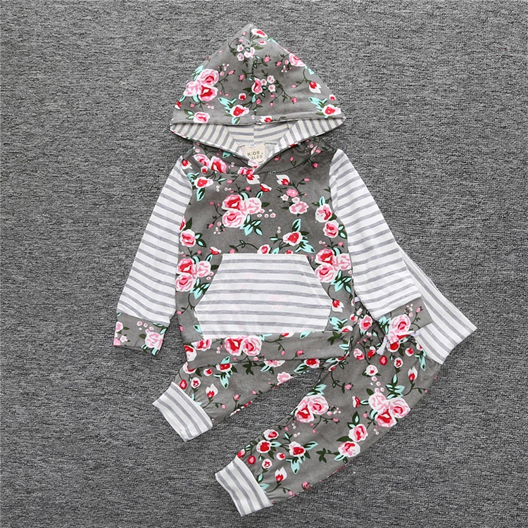 Baby Girls Clothes 2Pcs Set Newborn Baby Clothing Set Hooded Tops Pants Baby Girl Clothes Spring Autumn Long Sleeve Outfits (2)