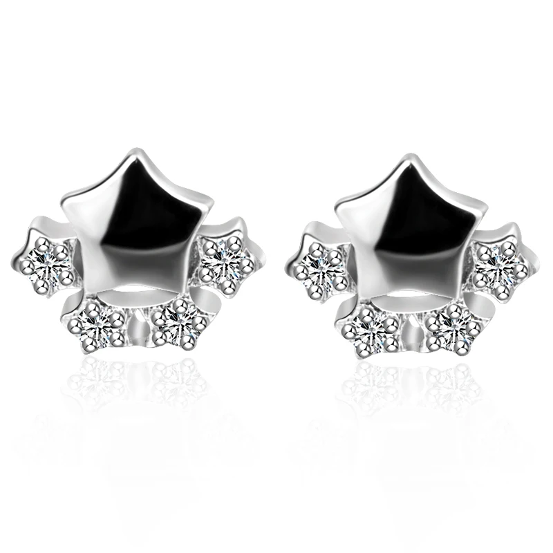 

Wholesale Earrings Jewelry Sterling Silver Stud Zircon Star Diamond Earrings Stud for Women 18K White Gold Plated Wedding Stud
