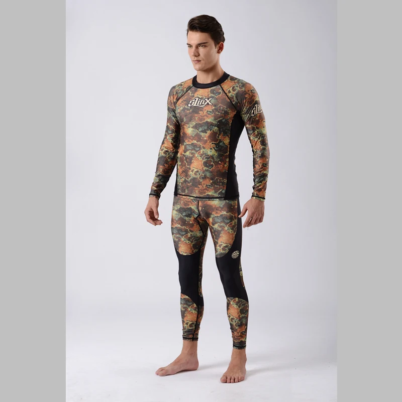 SLINX-Men's Lycra Suit, Rash Guard Swim Shirt, Diving Camo Rashguard, Surf Shirts, UV Protection, Snorkeling