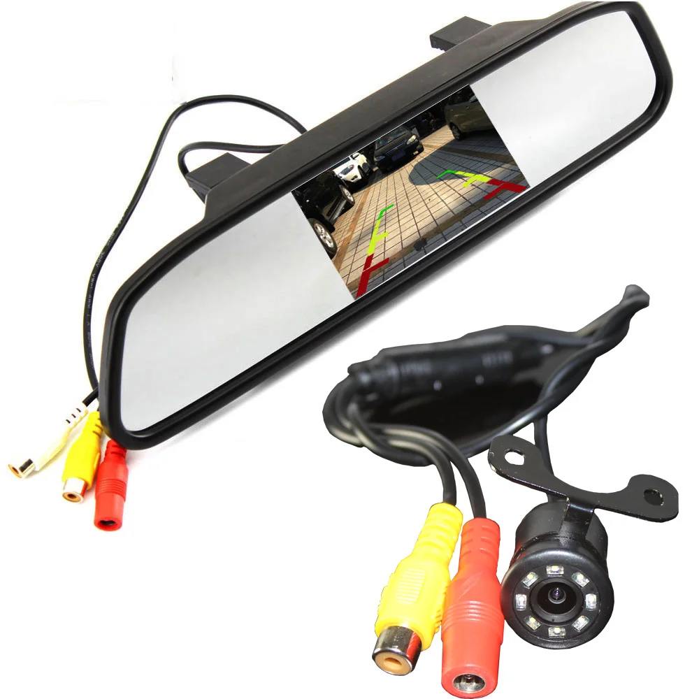 Car Monitor & Backup Camera 2 in 1 4.3 Digital TFT LCD Mirror Auto Car