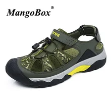 Летние сандалии из искусственной кожи для мужчин; резиновая уличная мужская пляжная обувь; нескользящие туристические сандалии; подвесной светильник; мужские походные сандалии