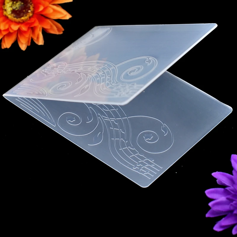 Музыкальный листья цветок пластиковый с тиснением папка для самодельный альбом Скрапбукинг карта инструмент пластиковый шаблон 10,5x14,5 см KW7032206