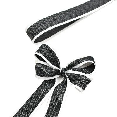 25 ярдов 2,5 см grosgrain простая атласная лента швейная смещение для рукоделия ленты DIY для свадьбы автомобиль узел команда украшение невесты - Цвет: black