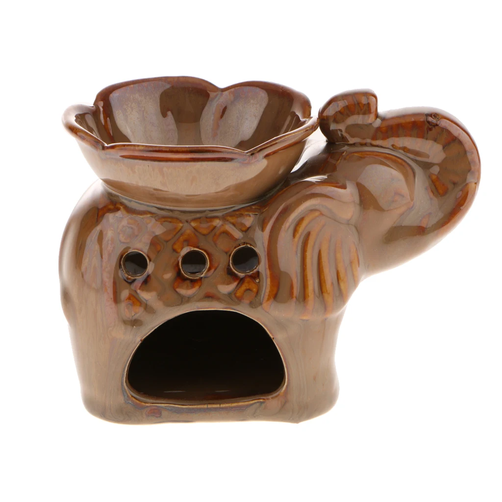 CERAMIC ELEPHANT OIL BURNER+TEALIGHT CANDLE HOLDER DECOR ORNAMENT FIMGURINES