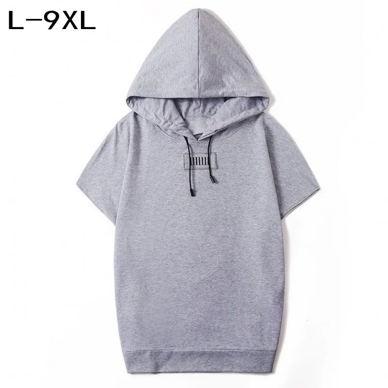 

TOP cotton men big size t shirt with hooded fat guy plus size men's short-sleeve T-shirt hip hop L-5XL 7XL 8XL 9XL bust 160cm
