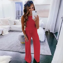 2019 Loose Dot V Neck Casual Slacks For Women Fashion Jumpsuits 2019 Loose Dot V Neck Casual Slacks For Women Fashion Jumpsuits