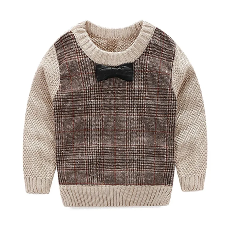 Baby Sweater Baby Sweater Boy 2018 Autumn Long Sleeve Plaid Bow Tie