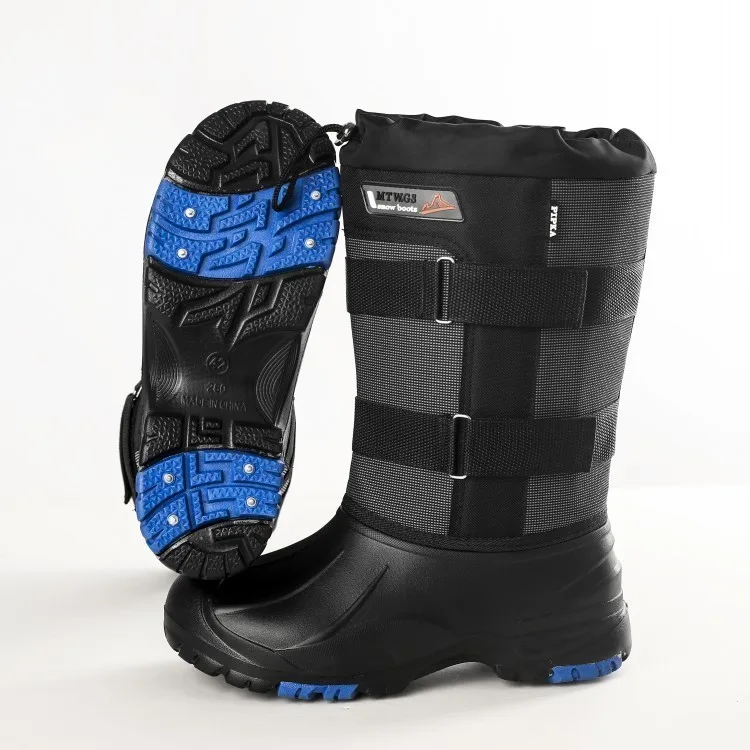 Зимние ботинки для катания на лыжах, рыбалки, Нескользящие, теплые, стальная подошва, зимние ботинки для мужчин, уличная, походная, альпинистская, Охотничья, термальная, сверхлегкая обувь - Цвет: Nailed