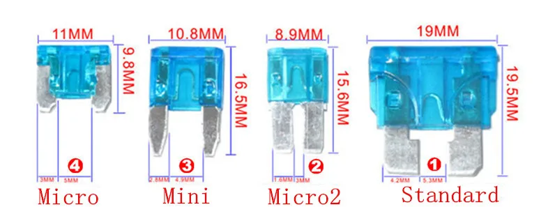 12V малых и средних автомобильный предохранитель добавить-a-circuit TAP адаптер Micro/Mini/Стандартный ATM, APM лезвие авто держатель предохранителя