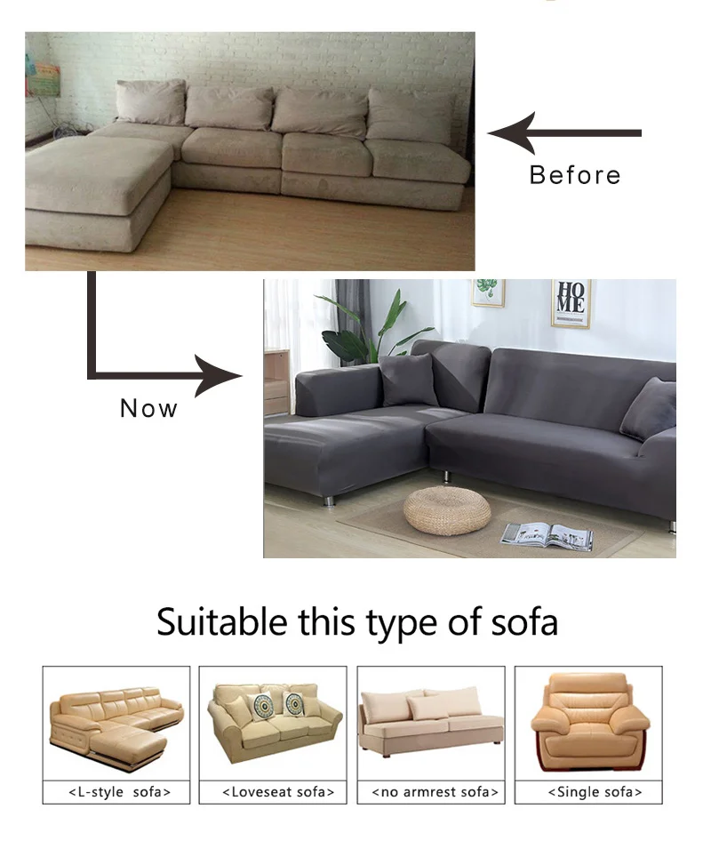 Grey Color Sofa Cover Stretch Elastic Sofa Covers For Living Room