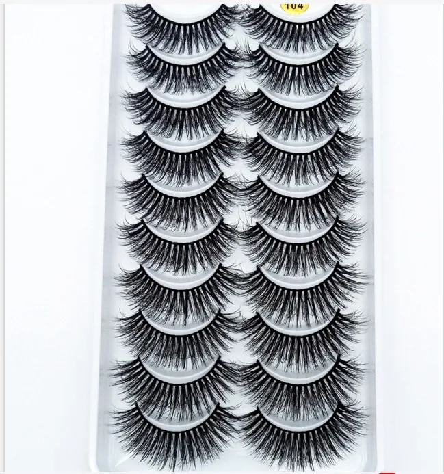 HBZGTLAD 1/5/10pairs Real Mink Eyelashes 3D Natural False Eyelashes 3d Mink Lashes Soft Eyelash Extension Makeup Kit Cilios - Color: 104