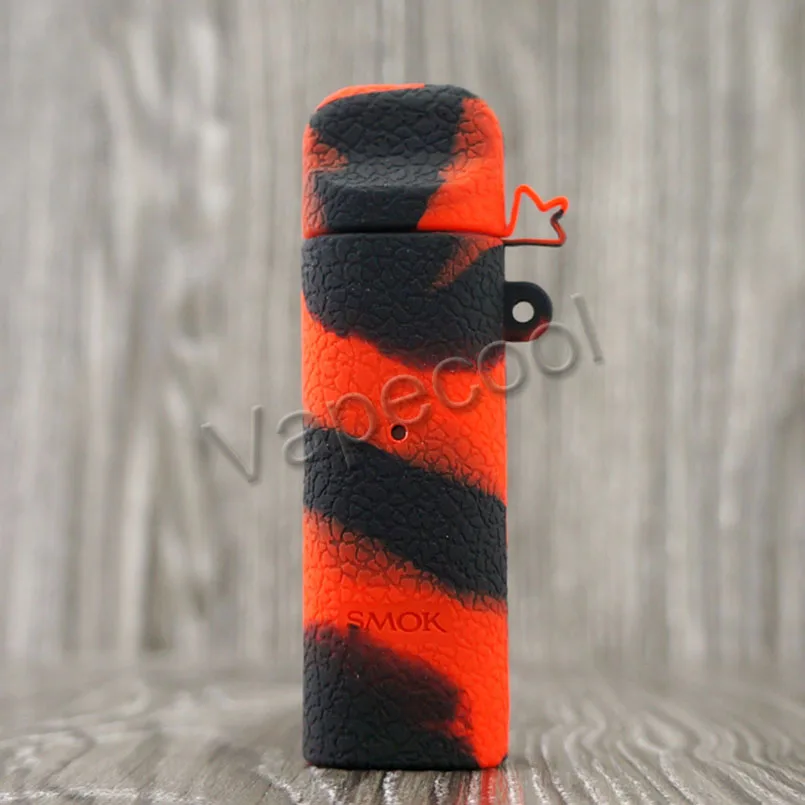 Чехол с текстурой для Smok Novo Kit AIO Pod Starter Kit, противоскользящий силиконовый чехол для кожи, переводная наклейка для вейпа Smoktech Novo - Цвет: Black Red